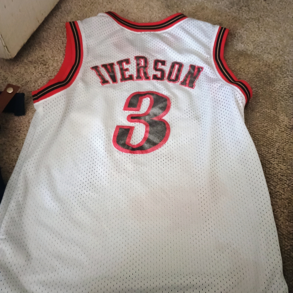 Nike White and Red Basketball Jersey